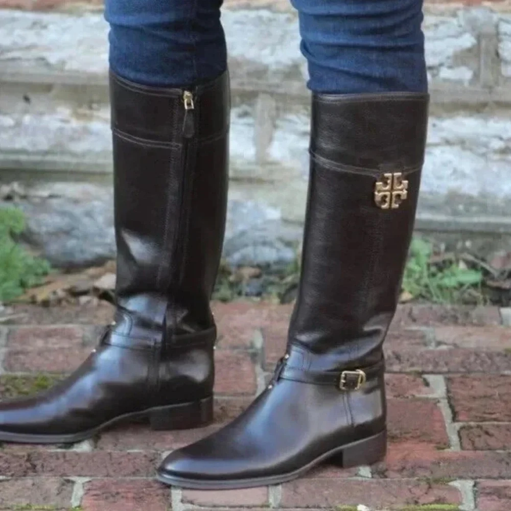 🌹TORY BURCH🌹 Adeline Riding Boot 20mm Black Leather Size: 5M
